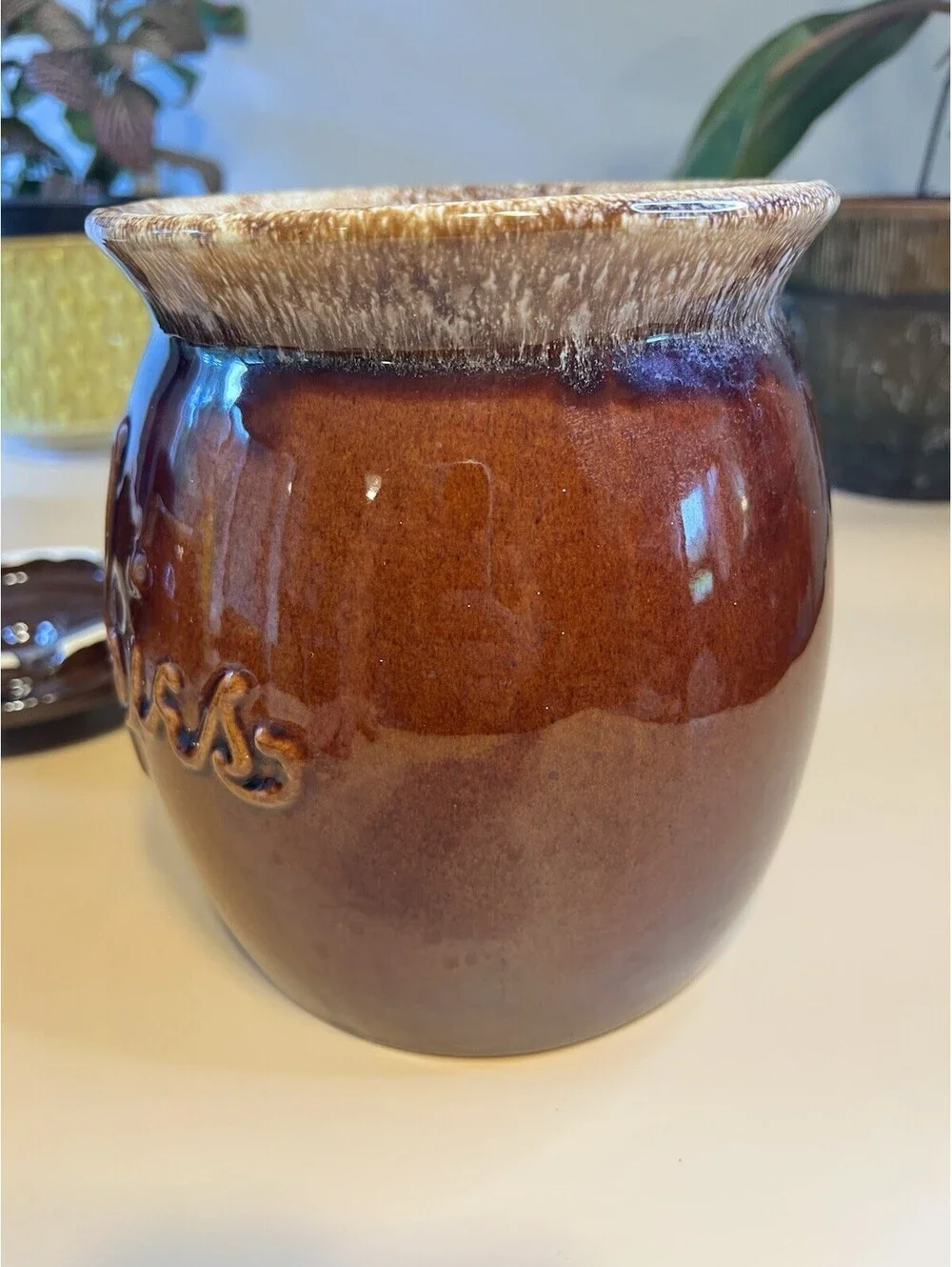 Hull Pottery Vintage Brown Drip Glaze Cookie Jar USA Canister / Lid MCM VG Cond
